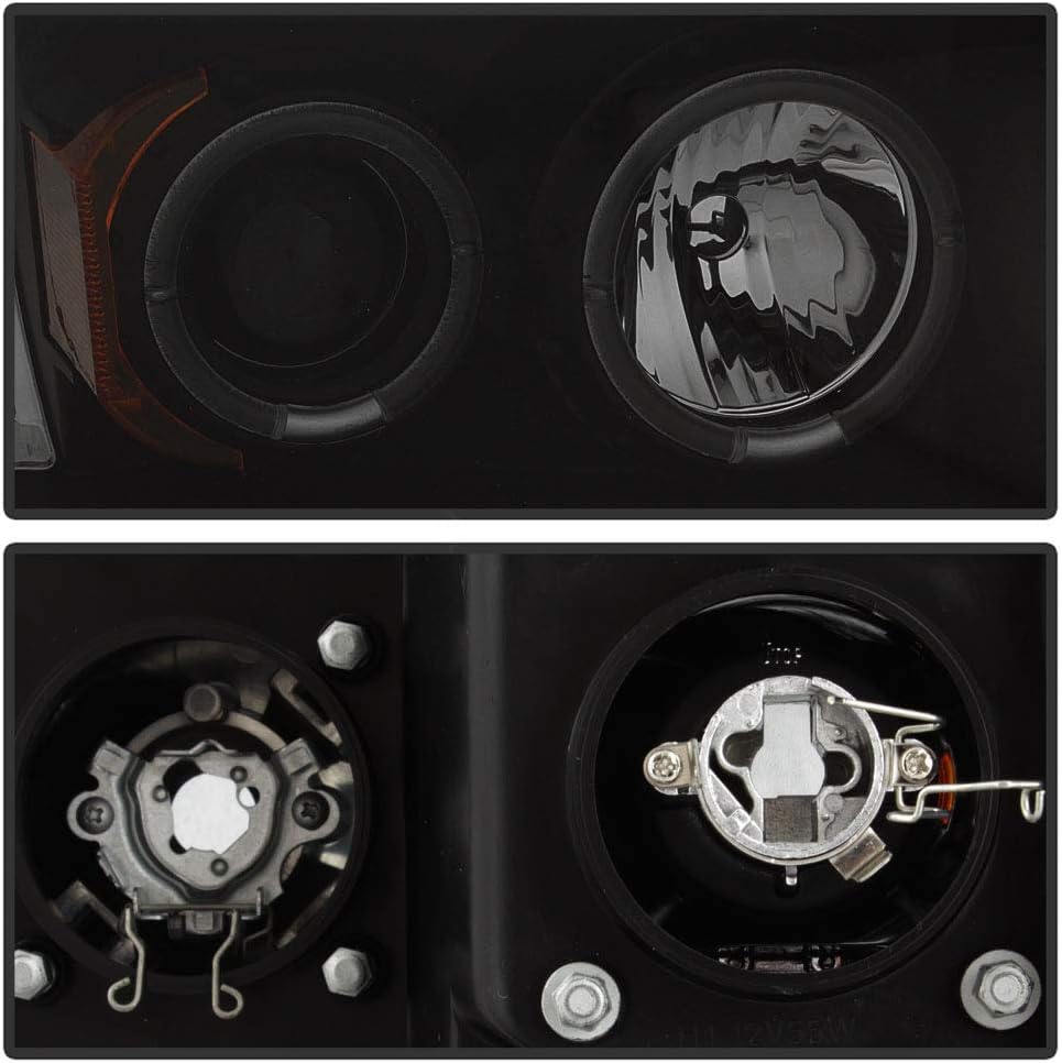 AKKON - For 2002-2005 Dodge Ram 1500 | 2003-2005 Ram 2500 3500 Black Smoke Dual Projector LED Headlights