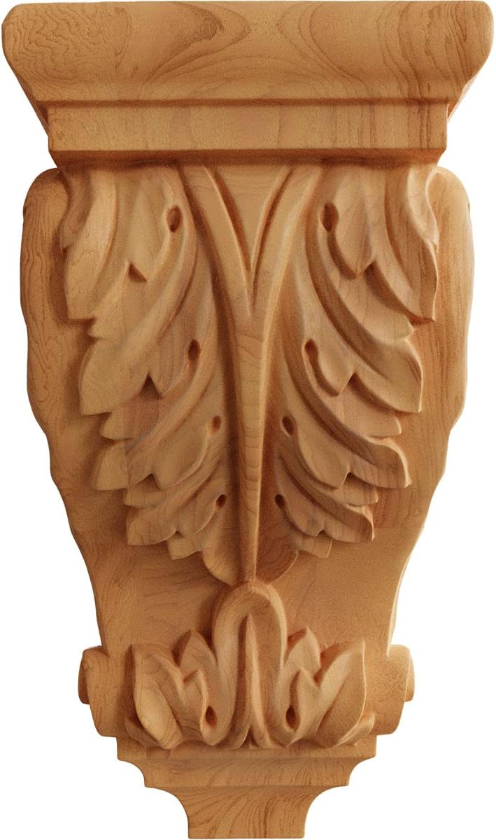 🔥 Ekena Millwork CORW05X05X10ACRO Medium Acanthus Wood Corbels, 5W x 5D x 10H, Red Oak