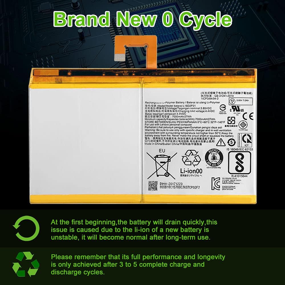 WUHAO L16D2P31 Replacement Battery for Lenovo Tab 4 10 TB-X304X TB-X304 TB-X304F TB-X304N with Adhesive Tape Tool Repair Kit