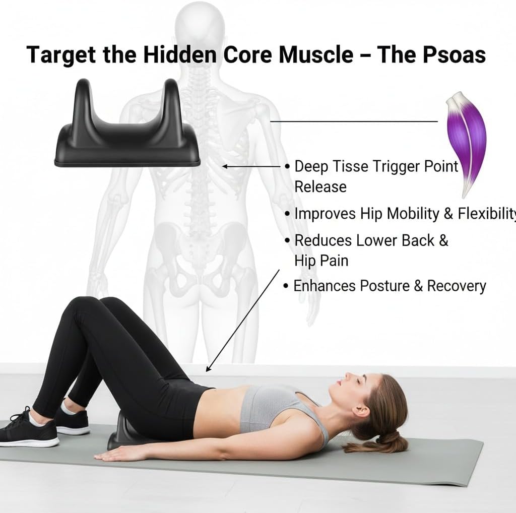 Psoas Release Tool Massager with Towel and Resistance Bands, Deep Tissue Hip Massager Flexor Stretcher, Psoas Muscle Release Tool, Quick Recovery and Trigger Point Massager for Pain Relief