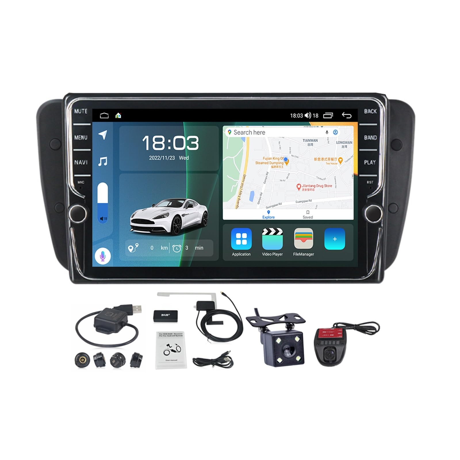 Autoradio Android 9" Pour Seat Ibiza 2012-2015 - 4Go+64Go, CarPlay/Android Auto Sans Fil, GPS, Caméra Recul