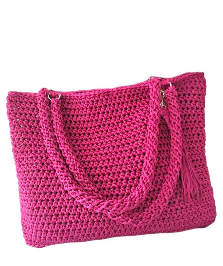 Bolsa crochê femenina Fio Náutico modelo sacola Praia