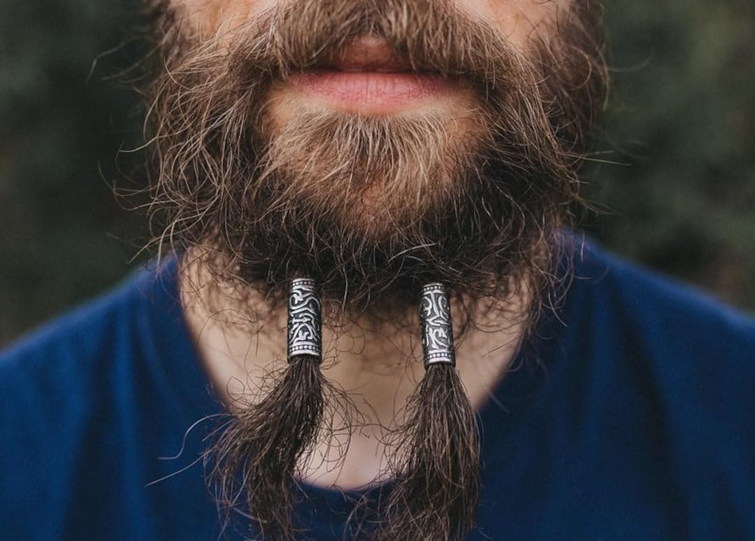 Viking Style Beard Rings, Metal Hair Jewelry for Men's Beards & Dreadlocks, Silver Decorative Accessories