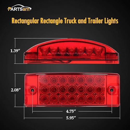 Miniatura 3 de Partsam 2 luces LED rectangulares rojas de 6 pulgadas para remolque, 21 diodos con reflectores+par de luces de marcador frontal lateral ámbar de 6