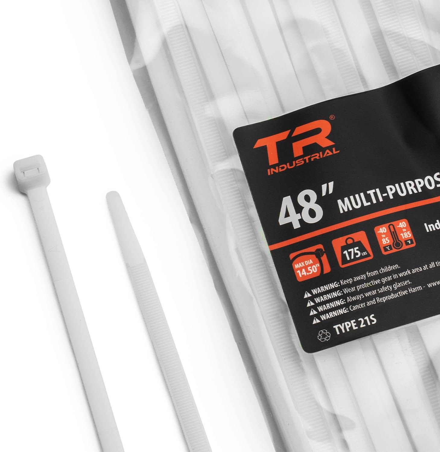 TR Industrial Multi-Purpose Natural Cable Ties, 48 in, 50 Pack