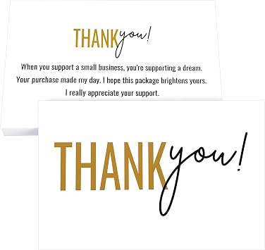 RXBC2011 Minimalist Script Thank You Cards for Business Use Customer Thanks Postcard Size 4x6 Inch Pack of 50 White