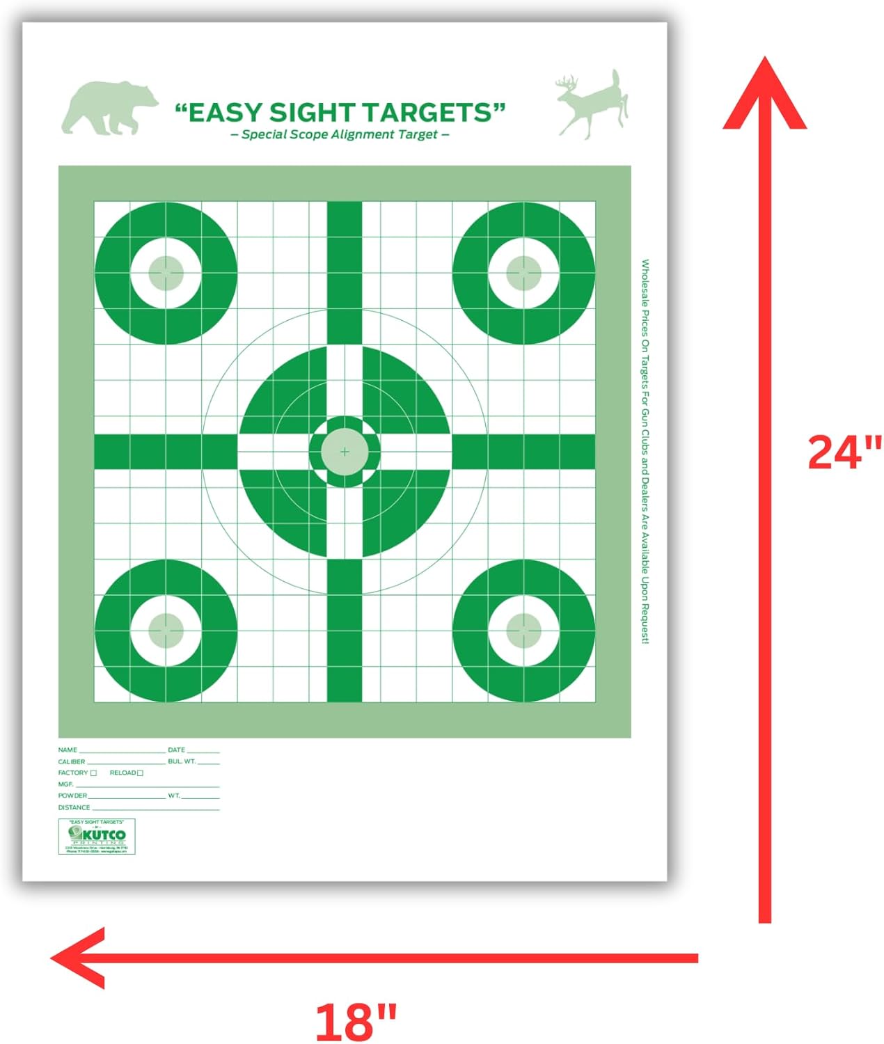 Special Scope Alignment Shooting Targets - High Visibility Precision Paper Targets for Scope Calibration & Accuracy, 24’’ x 18’’
