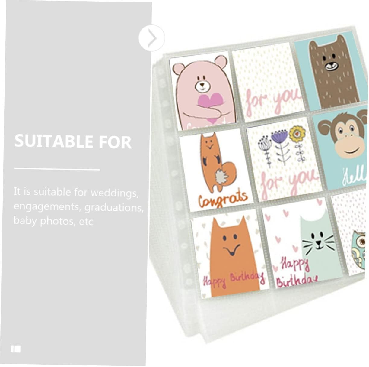 20Pcs Photo Album Sleeves High Transparency Postcard Holders Loose Leaf Page Protectors for Id Cards Present Cards and Photos Album Supplies