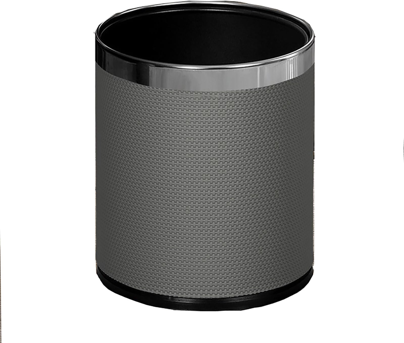 UK Global ModerStyle Pu Leather Trash Can,Dust Bin for Office & Home Living,Bedroom,Toilet, Kids Room,Kitchen, Decor for any Room,Trash Bin (Black Braided Pattern - ZH34)