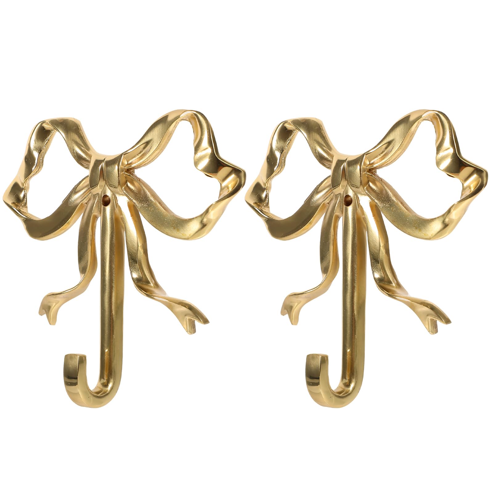 LUOZZY 2Pcs Bow Hook Bowknot Wall Hook Bow Hooks for Wall Multi-Purpose Hanging Brass Hooks for Coat Hat Towel Home Bedroom Supplies (