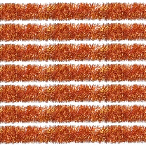 100 Feet Orange Tinsel Garland Christmas Foil Tinsel Garland Decoration Metallic Banner Wall Hanging Tinsel Streamers Garland for Christmas Tree Birthday Party Decorations (3.54" x 100', Orange)