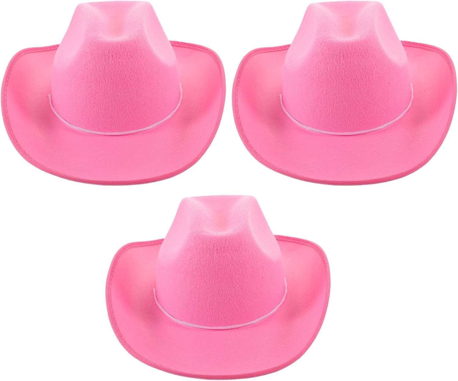 3pcs Pink Cowboy Hats for Party Western Style Wide Brim Cloth Hats with Sun Protection and Versatile Styling Options for Themed Events and Summer Camping for Women