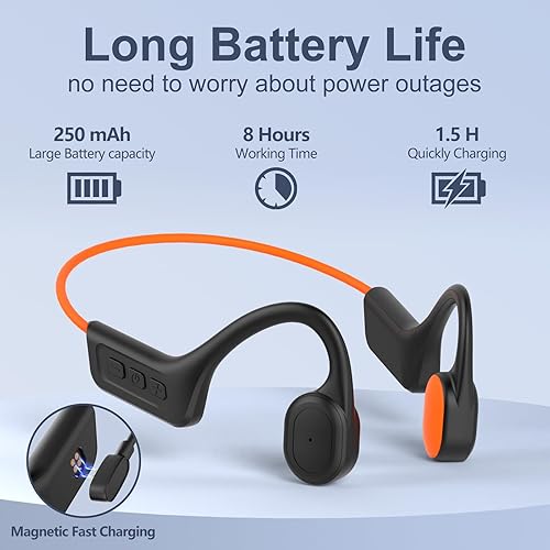 Miniatura 5 de Auriculares de conducción ósea, IPX7 impermeables inalámbricos deportivos, auriculares abiertos Bluetooth 5.3 con micrófono, tiempo de reproducción