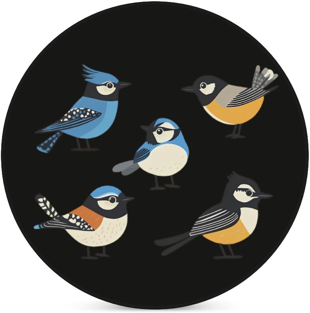 Cute Birds Funny Round Ceramic Coasters for Drink Absorbent Cup Holders Tabletop Protection