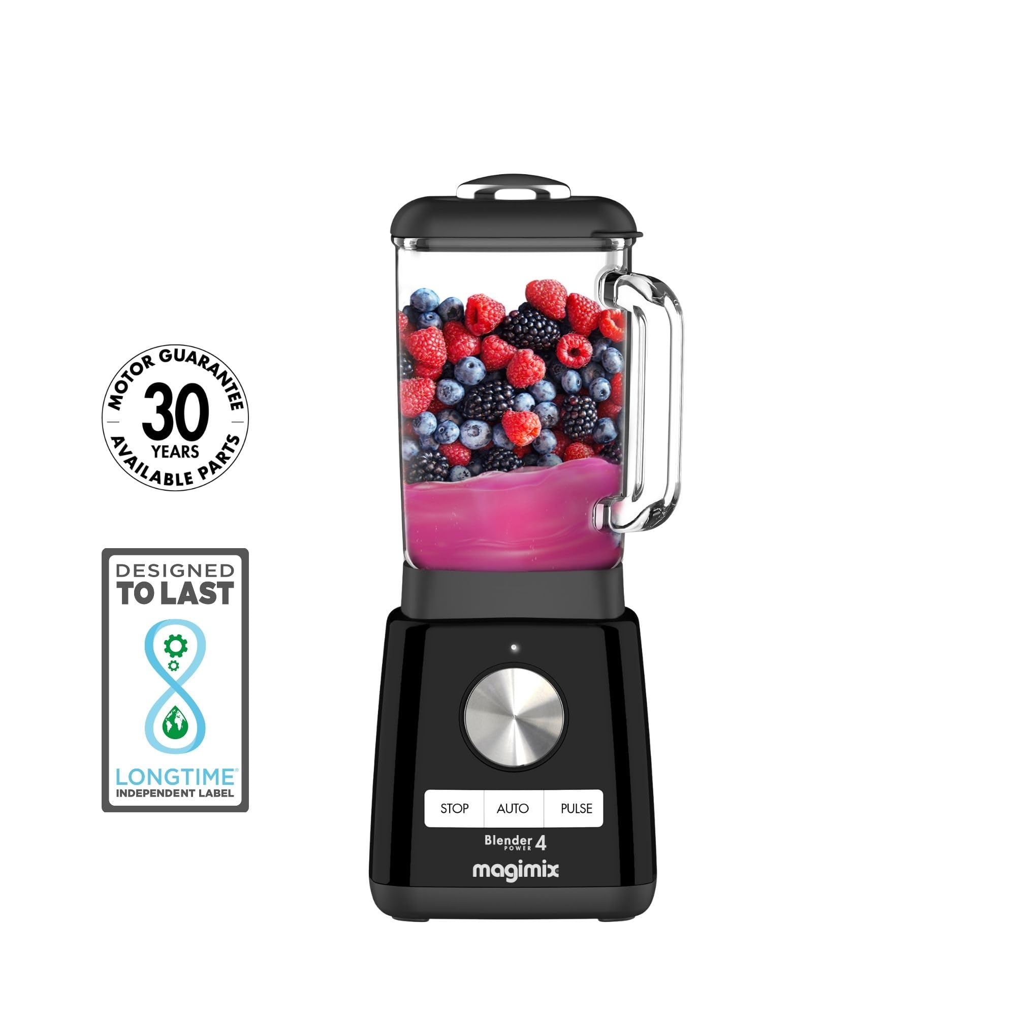 magimix Frullatore 2,5 L - Power 4 - Blender 1300W, Vaso in Vetro termoresistente, 4 Programmi Automatici, Smoothie, Zuppe, Ghiaccio Tritato, Pulizia Automatica - Nero