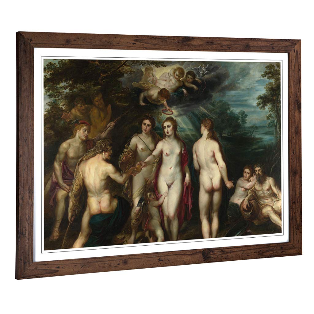 Big Box Art Framed Print of Peter Paul Rubens Judgement of Paris Design | Wall Art Picture | Home Decor for Kitchen, Living Room, Bedroom, Hallway, Walnut, A2 / 24.5x18 Inch / 62x45cm