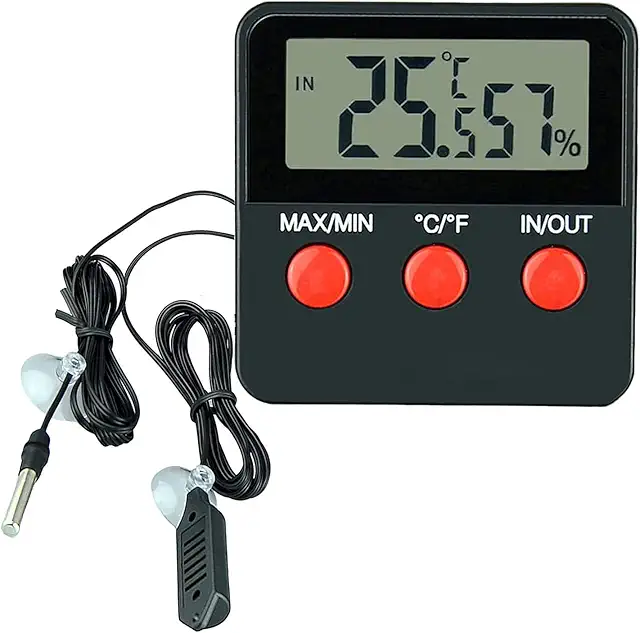 Digital Thermometer Hygrometer for Reptile Terrariums, Egg Incubators & Pet Tanks