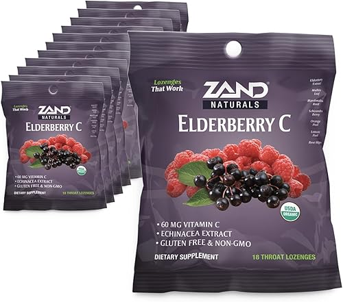 Zand Pastillas de vitamina C de saúco inmunidad, gotas calmantes para la garganta de apoyo inmunológico, saúco, vitamina C, extracto de equinácea,
