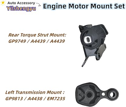 Engine Motor Mount Set, 3Pcs, Compatible with 2014-2018 Mazda 3 2.0L/2014-2017 Mazda 6 2.5L/2014-2016 Mazda CX-5 2.5L, A4446 A4439 A4438,