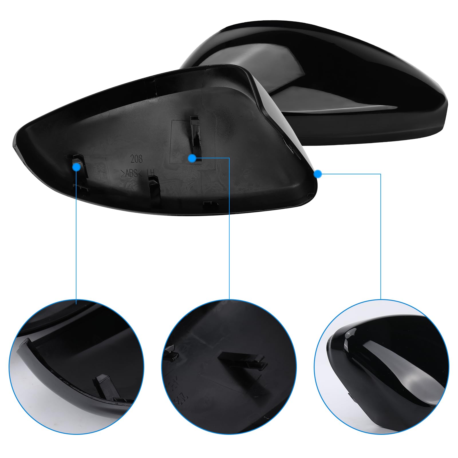 Oplatool 1 Paio Copri Specchietto Retrovisore Auto per O-pel Corsa F 2019-2025, Peugeot 208 508 2008 2019-2025, Tappo Copri Specchietto Retrovisore Copertura per Specchietto Retrovisore