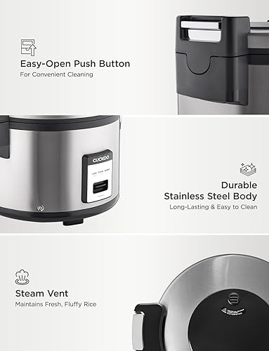 Miniatura 6 de CUCKOO Arrocera comercial y calentador, olla arrocera extra grande de 30 tazas sin cocer / 60 tazas cocidas, olla industrial profesional de granos