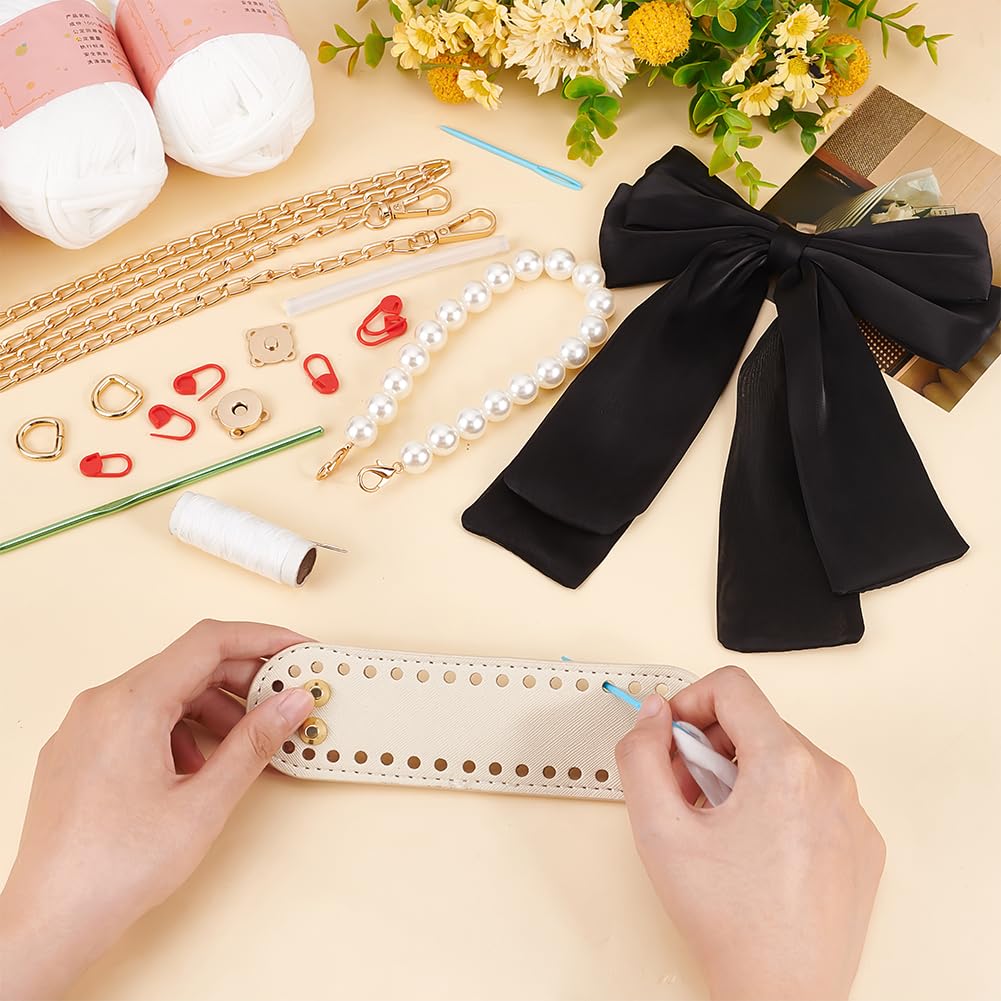 WADORN Kit Borsa per Maglieria Fai Da Te All'Uncinetto, Kit per Realizzare Borse A Mano All'Uncinetto Kit per Realizzare Borse A Tracolla Da Donna Borsa A Tracolla Fai Da Te, 23x5.1x15 cm, Bianco