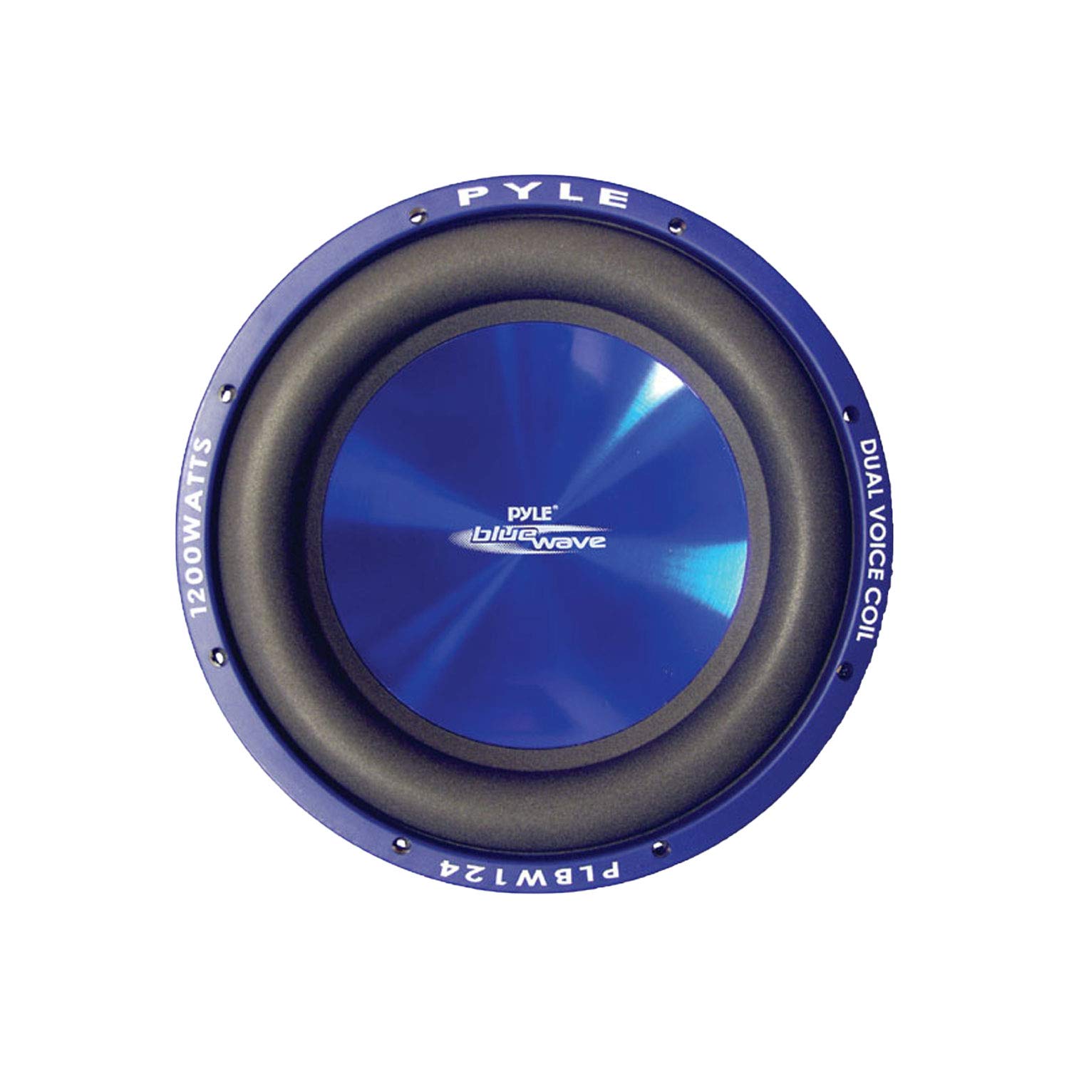 Pyle altavoz subwoofer para coche, cono azul moldeado 12 pulgadas, bobina de 4 ohmios, potencia de 1200W para el sistema de sonido estéreo del auto.