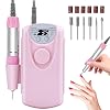 Portable Electric Nail Drill-- 35000RPM Professional Rechargeable Nail File Machine, Cordless Nail Drill E File for Remove Gel Polish Nail for Acrylic Nails Manicure Salon Home with Bits Kit, Pink1
