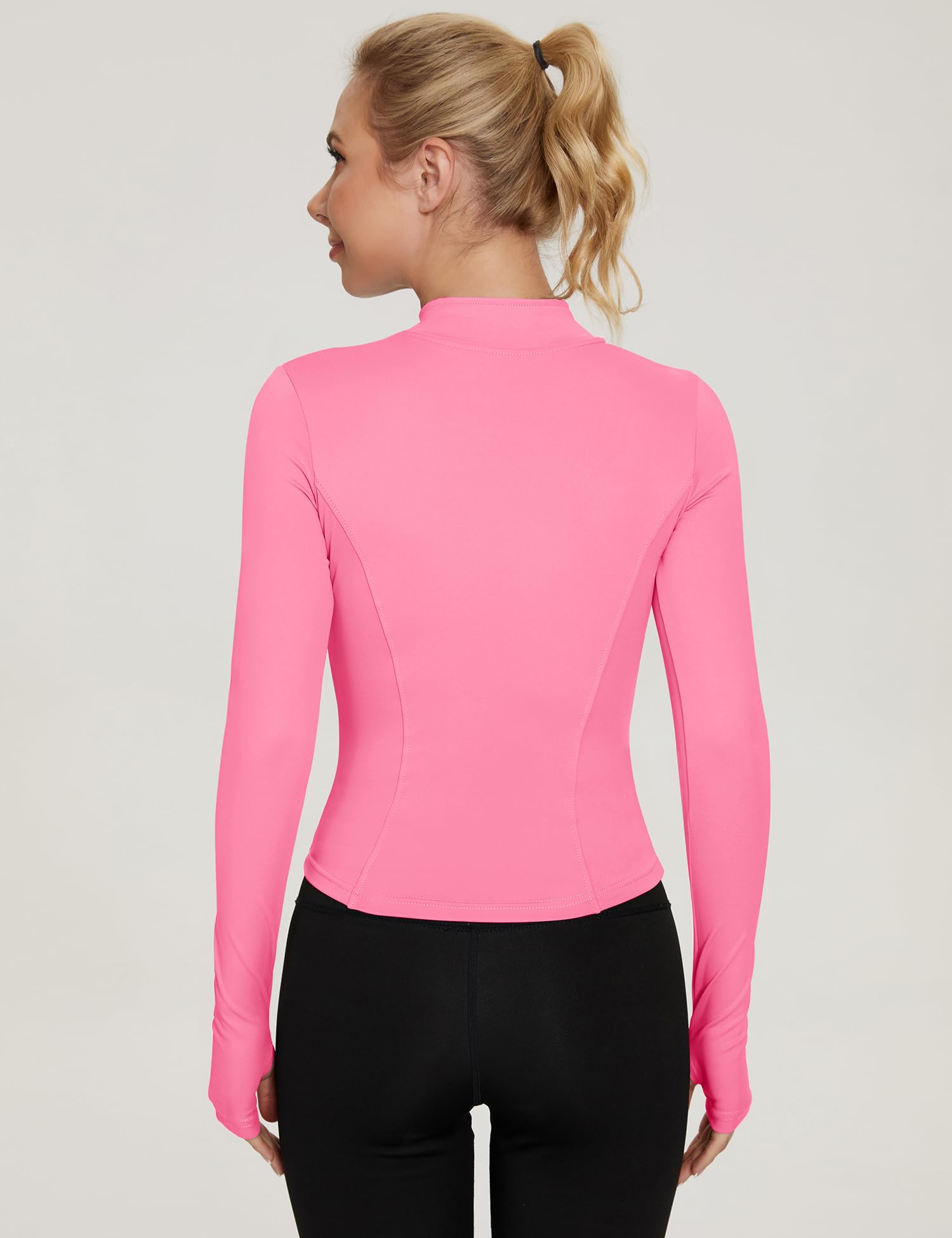 IECCP Maglietta Sportiva da Donna Fitness T-Shirt Yoga Corsa a Maniche Lunghe Crop Top con Fori per i Pollici