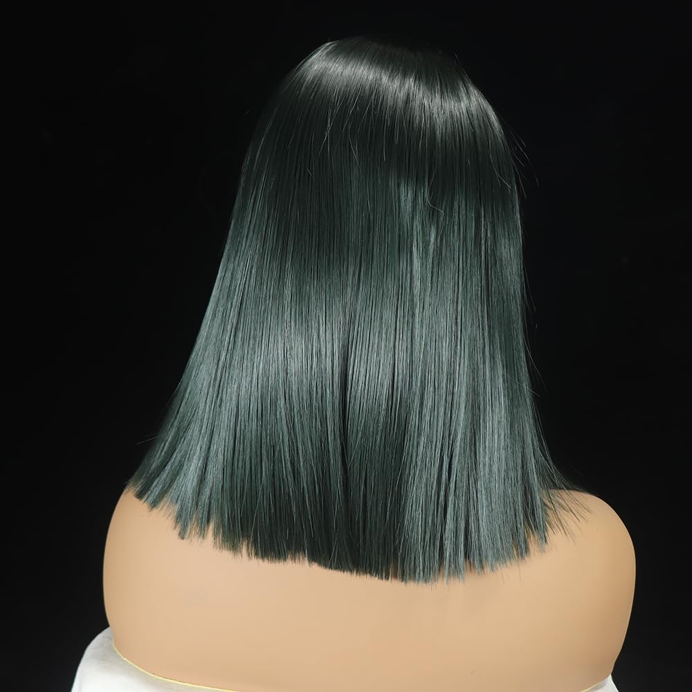 synthetic lace front wigs (Black-Green)