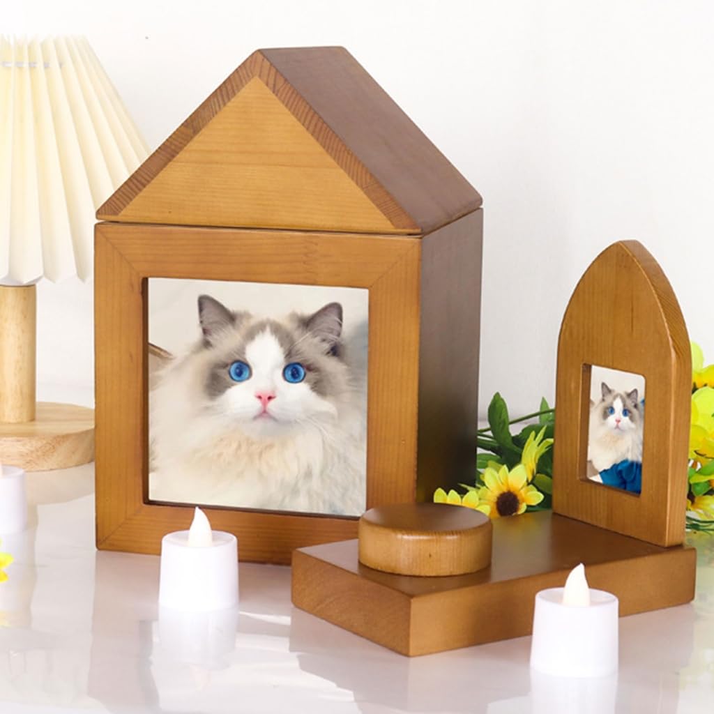 Cornici Per Foto Di Cane Foto Pet 10x15 Cornice Commemorativa Per Animali Domestici - Legno, Girevole, 10x15 Cm, Ricordo Cani E Gatti Legno MDF Marrone Cornice Gatto - 9