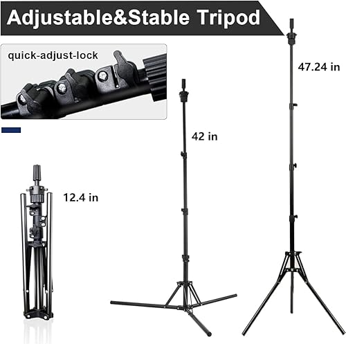 Miniatura 2 de Cabeza de bloque de lona de 23 pulgadas, soporte para peluca de 47 pulgadas con trípode, cabeza de maniquí para exhibición de pelucas con gorras
