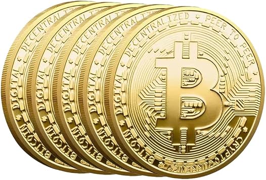 5PCS,Bitcoin souvenir, gold Bitcoin token Bitcoin, 5