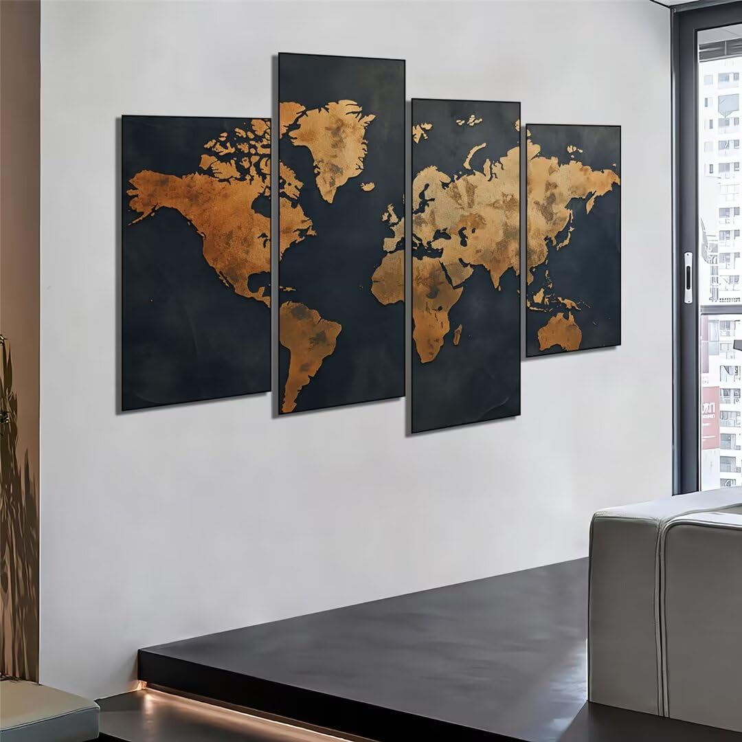 Malarstwo diamentowe, 4-panelowa sztuka ścienna, malarstwo diamentowe, mapa świata, 5D DIY zestawy artystyczne dla dorosłych, 4 sztuki w stylu retro, diamentowy obraz, klejnot, kryształ, diamenty,