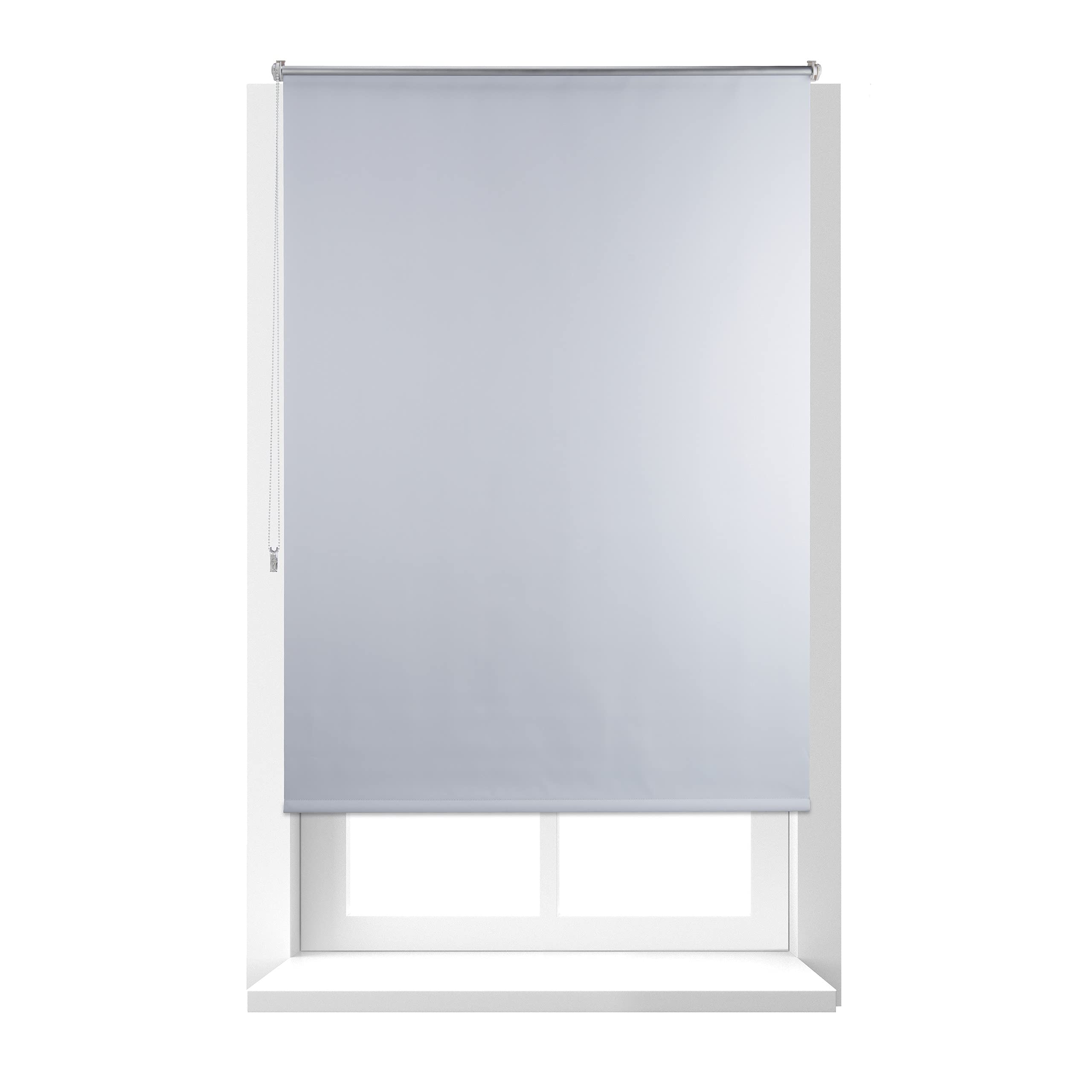 Relaxdays Estor Opaco Enrollable sin Taladrar, Tela-​Aluminio, Ancho Tejido 106 cm, 110 x 160 cm, Blanco