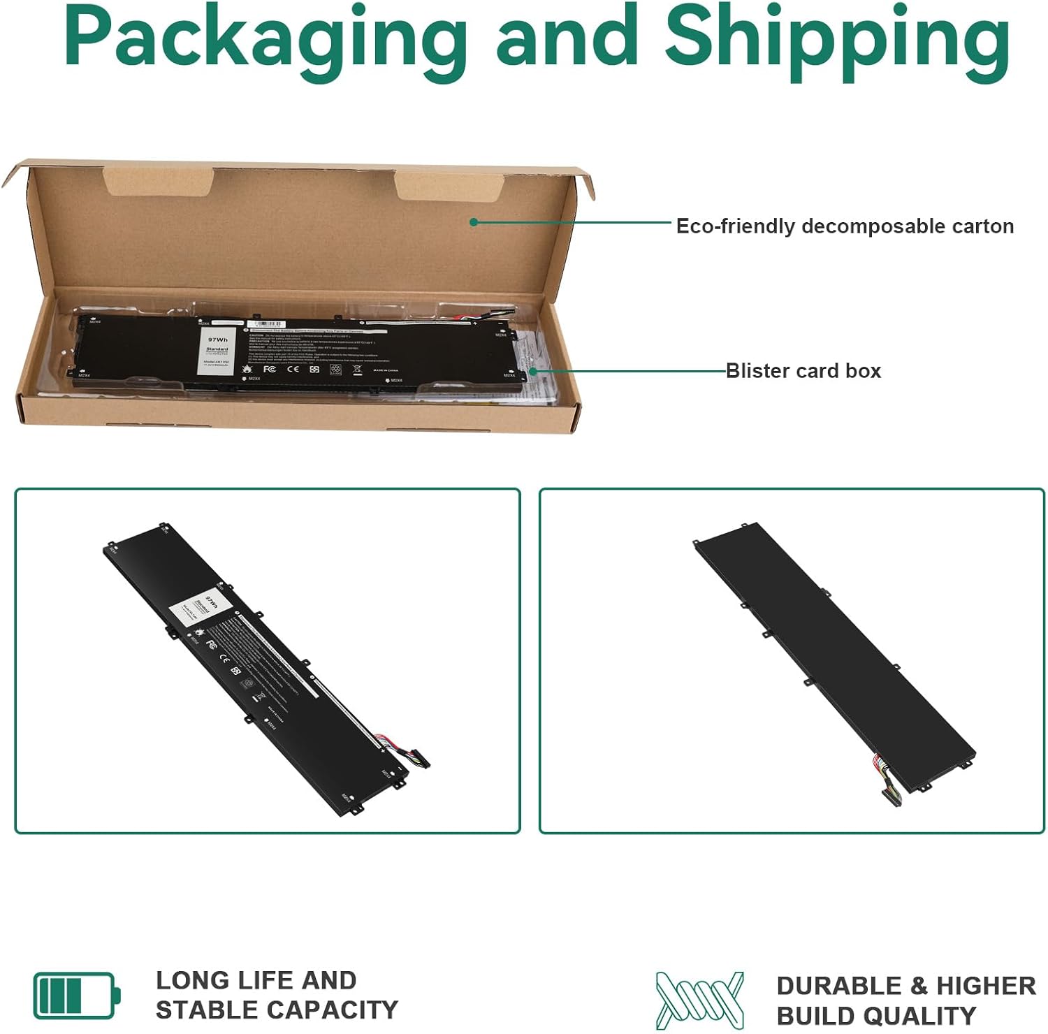 TREE.NB 97Wh 4K1VM Battery Replacement for Dell G7 17 7700 Series Notebook W62W6 0W62W6 9TM7D 09TM7D XYCW0 0XYCW0 V0GMT NCC3D 0NCC3D NYD3W 0NYD3W 6-Cell