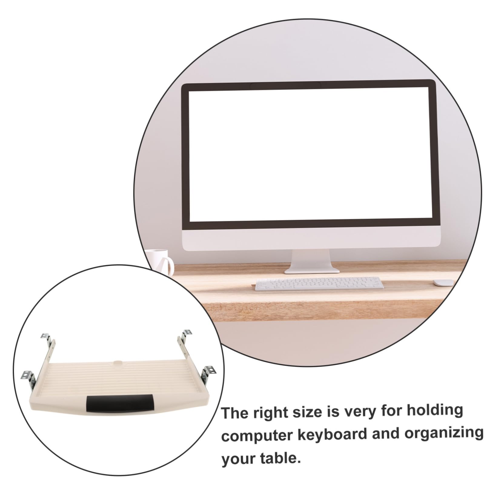 Bandeja ajustable para teclado debajo del escritorio, solución de almacenamiento deslizante con ángulo de inclinación que ahorra espacio, diseño de plástico ABS para oficina y hogar, perfecto para