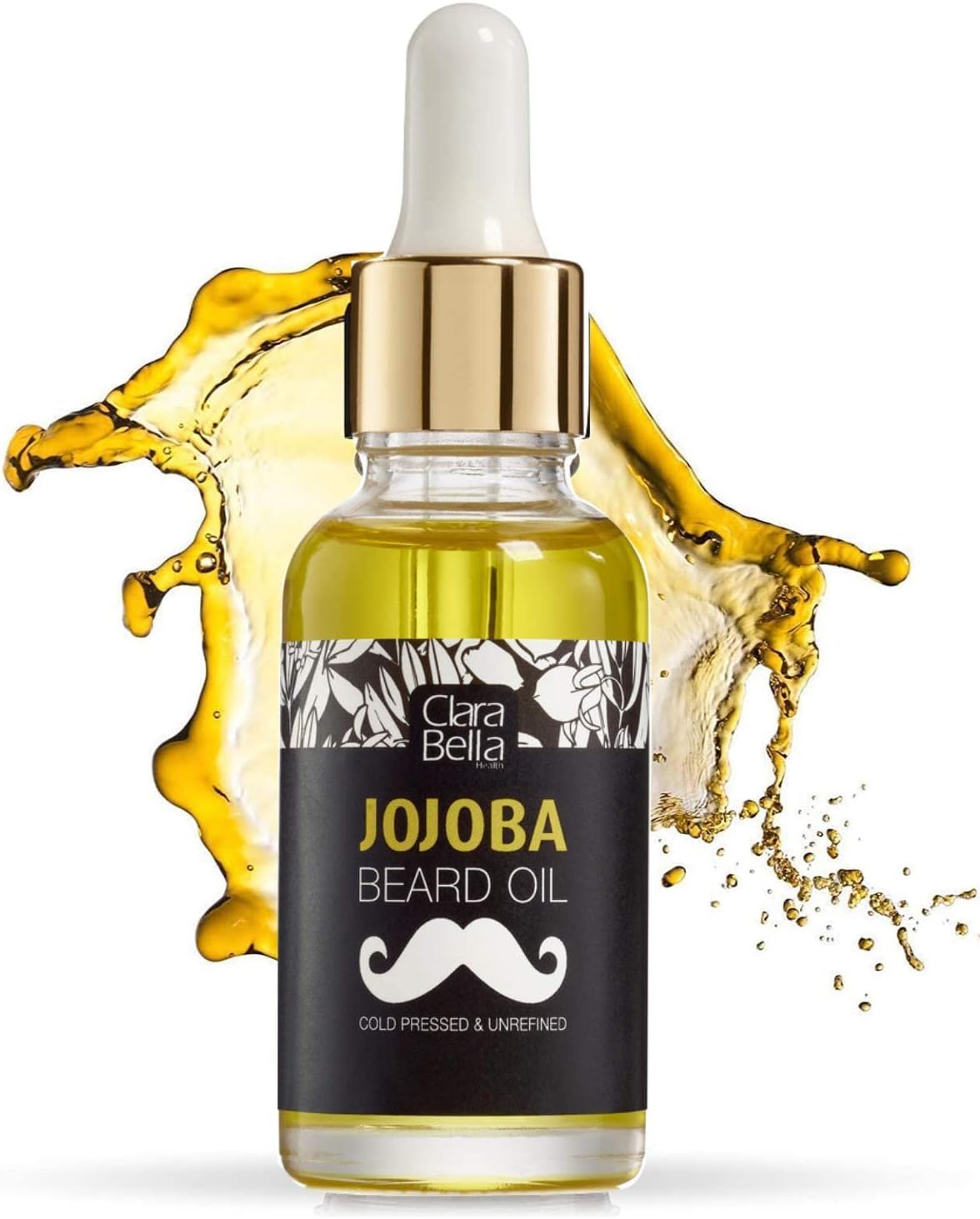 Jojoba Beard Oil: Unscented, Pure & Organic for Men - Stops Itch & Dandruff, Softens Coarse Hair & Mustache, 1 fl oz (30ml)