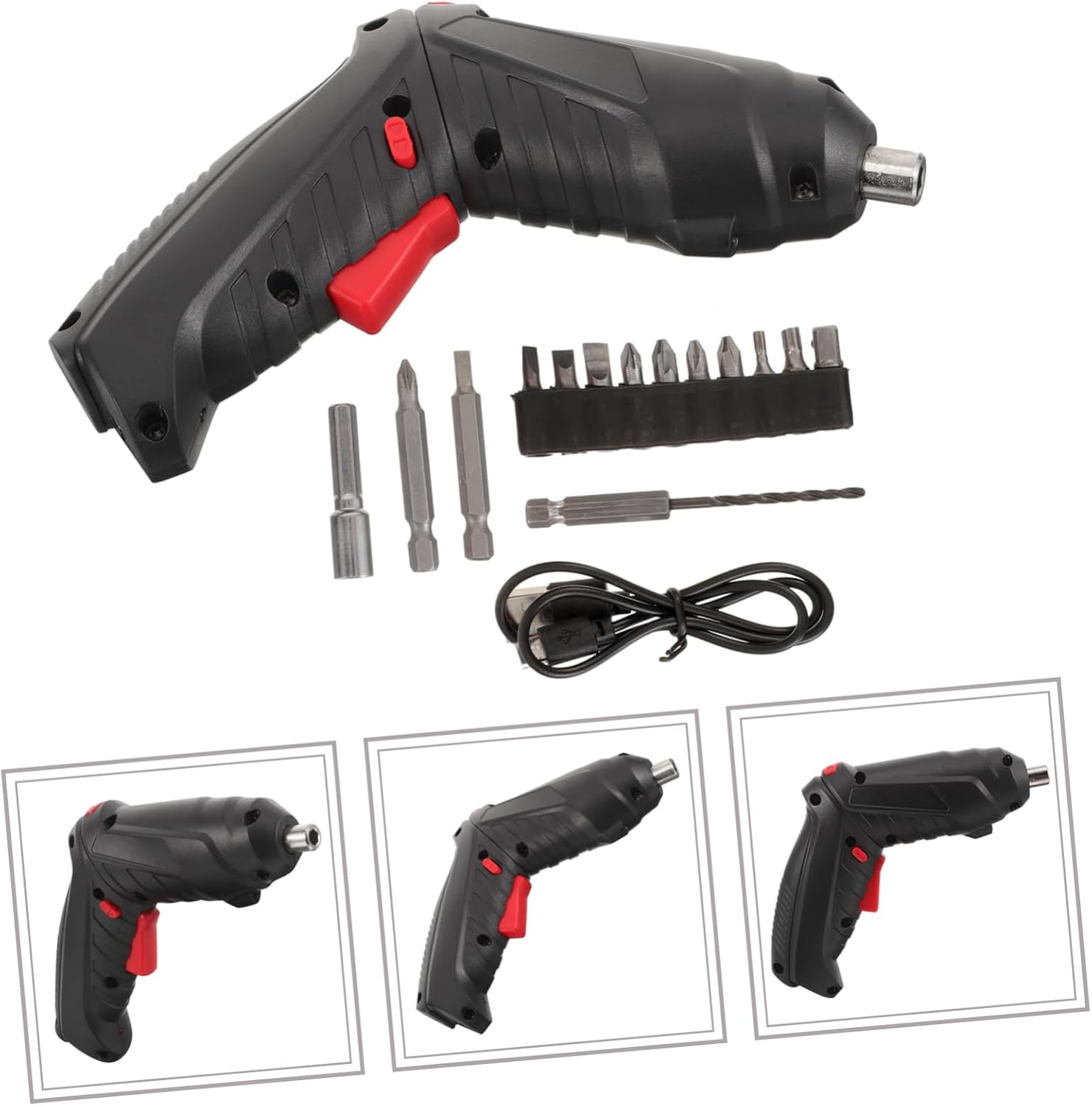 1set Cordless Rechargeable Screwdriver Set Flat Head Drill Set Electric Hand Drill Household Maintaining Tool