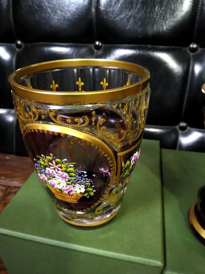 ドイツ製 ゴブレット ペア ハンドエナメル ルビーレッド クリスタル