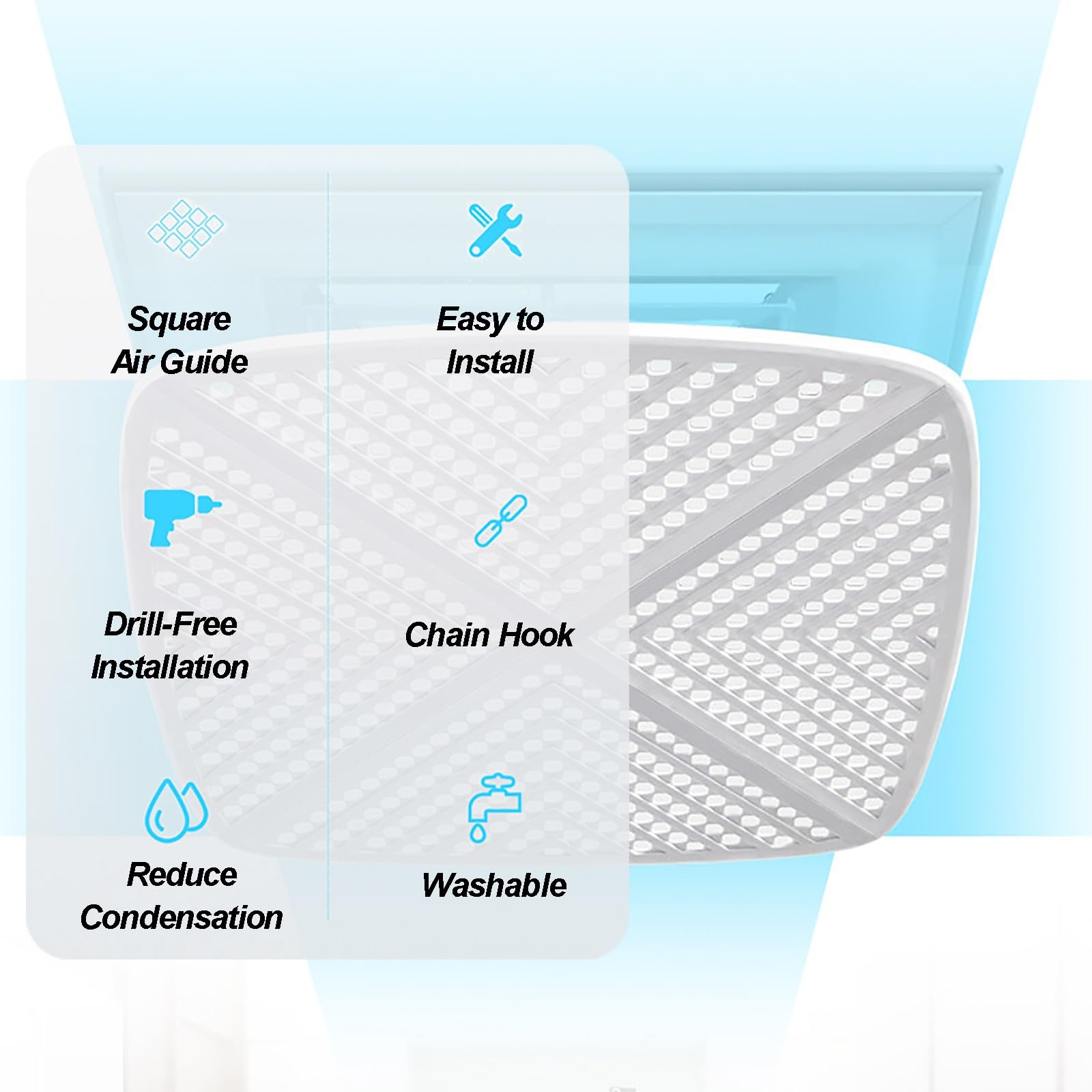 Deflettore Condizionatore Universale per Bocchette, Deflettore Aria Condizionata a Soffitto, Protezione Contro il Flusso Diretto per Casa e Ufficio(60x60 cm/24x24 in)
