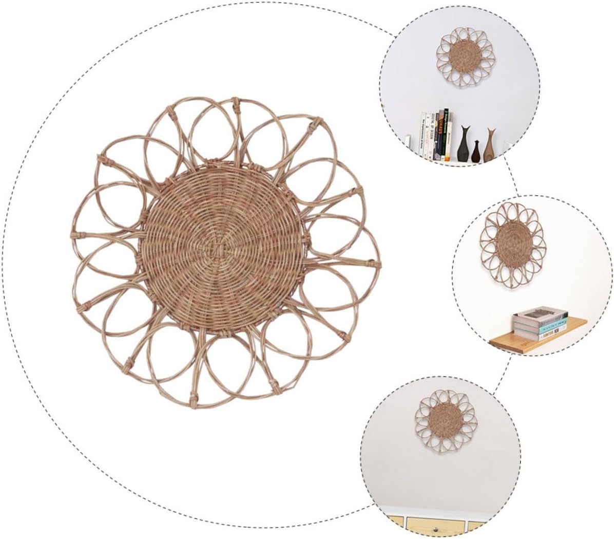 PRETYZOOM Elegant Rattan Design Pendant Wall Sculptures Home Decor Perfect for Party Layout