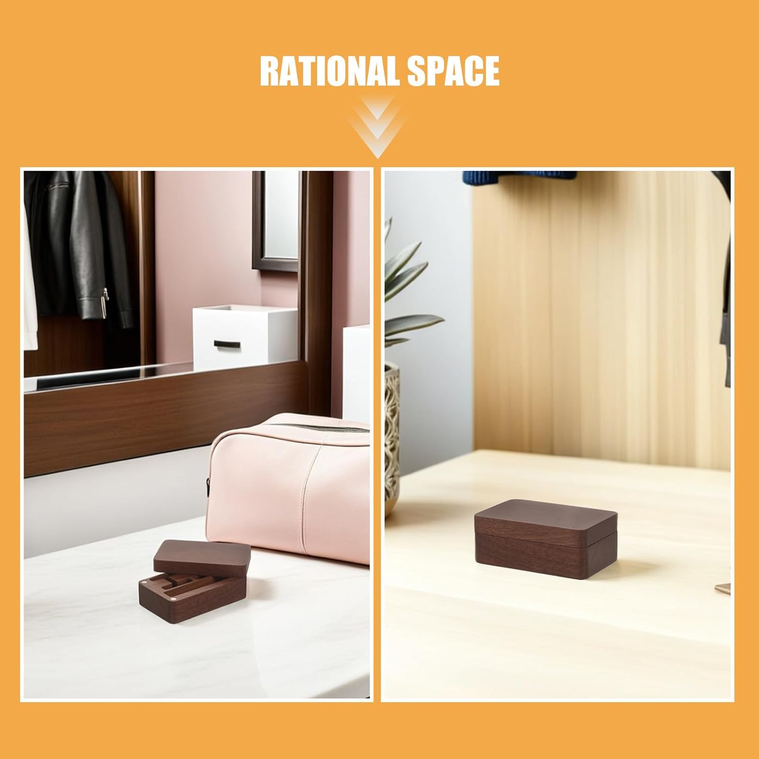 Veemoon 2pcs Elegant Walnut Wood Jewelry Box for Men with Magnetic Closure and Organized Storage, Rectangular Vintage Wooden Cufflink Case for Formal Occasions and Business Accessories image 3