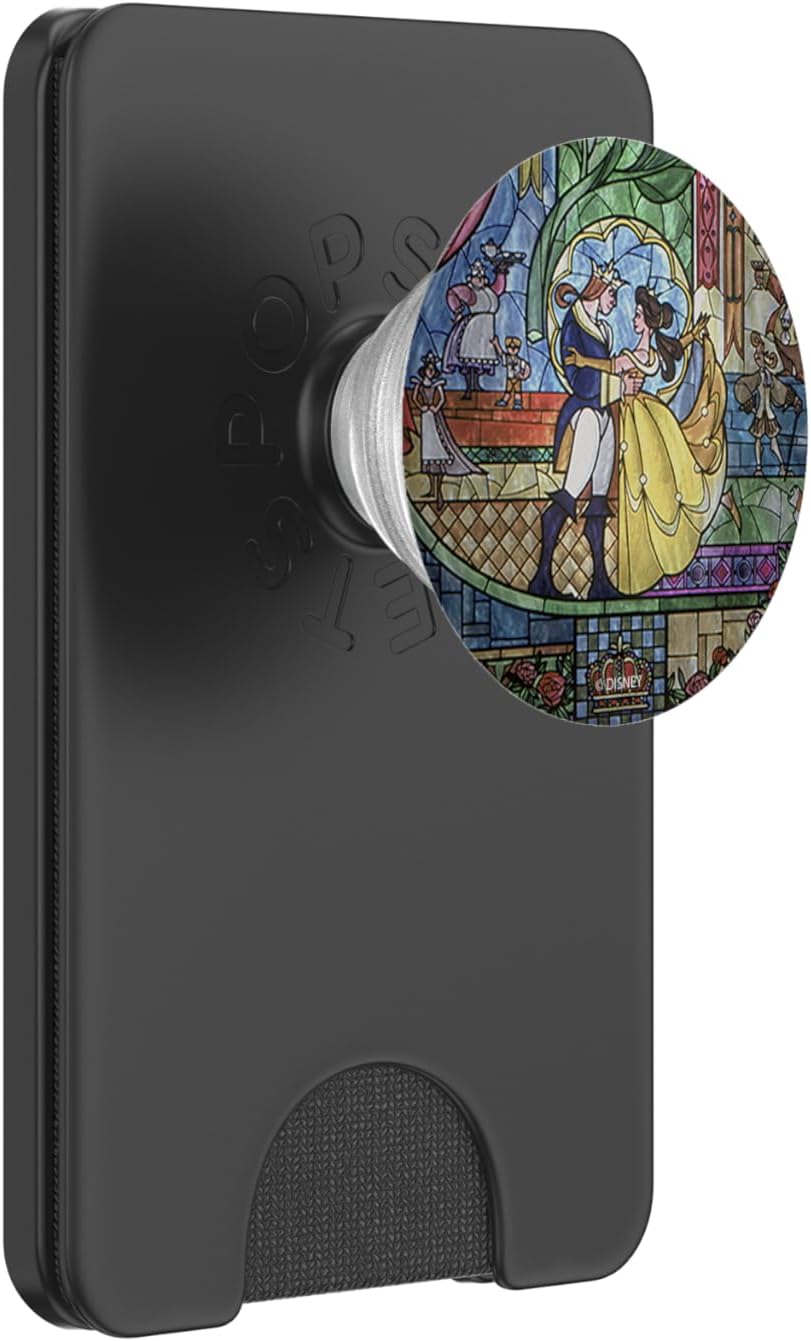 Disney Beauty and The Beast Stained Glass Window Dancing PopSockets PopWallet for MagSafe