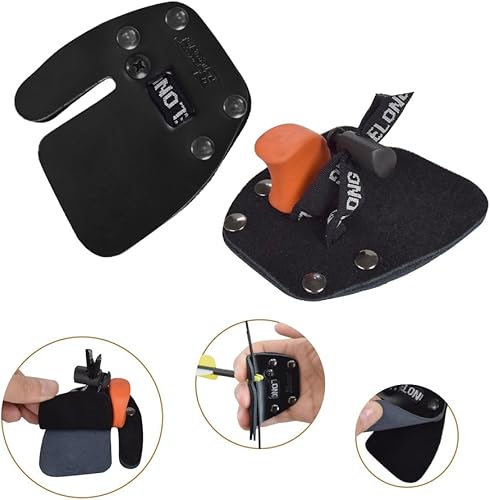 Miniatura 23 de Lengüetas de tiro con arco para dedos y protección de piel de vaca para arco recurvo para diestros Azul