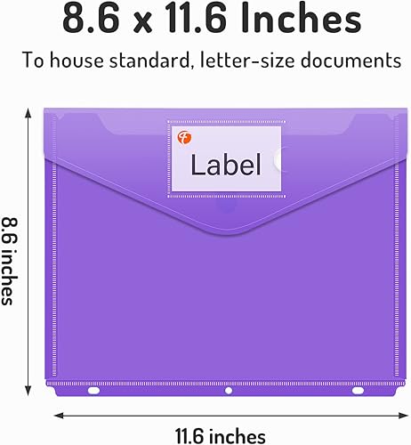 Miniatura 5 de Forvencer Bolsillo para carpeta, paquete de 24 bolsillos de polietileno súper pesados con cierre apretado, carpetas de carga lateral, bolsillo para