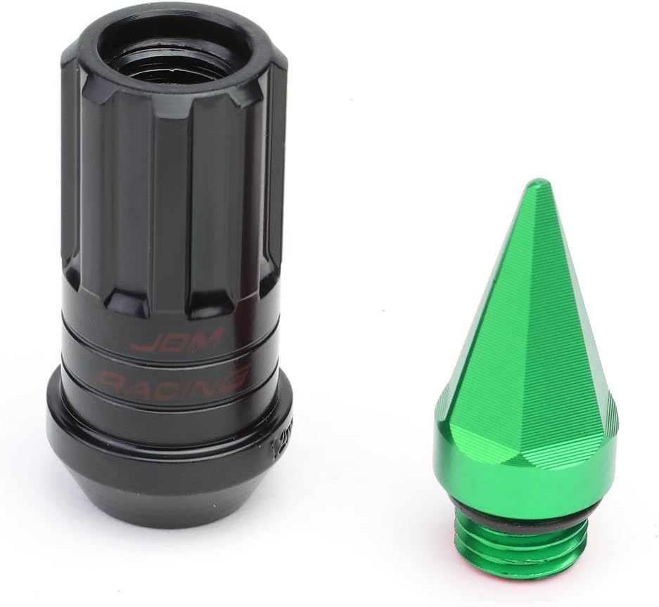 DNA Motoring LN-ZTL-9032-15-GN 16Pcs M12 x 1.5 25mm OD/75mm Height Open End Style Wheel Lug Nuts + Lock Nut + Key + Extension Adapter, Green