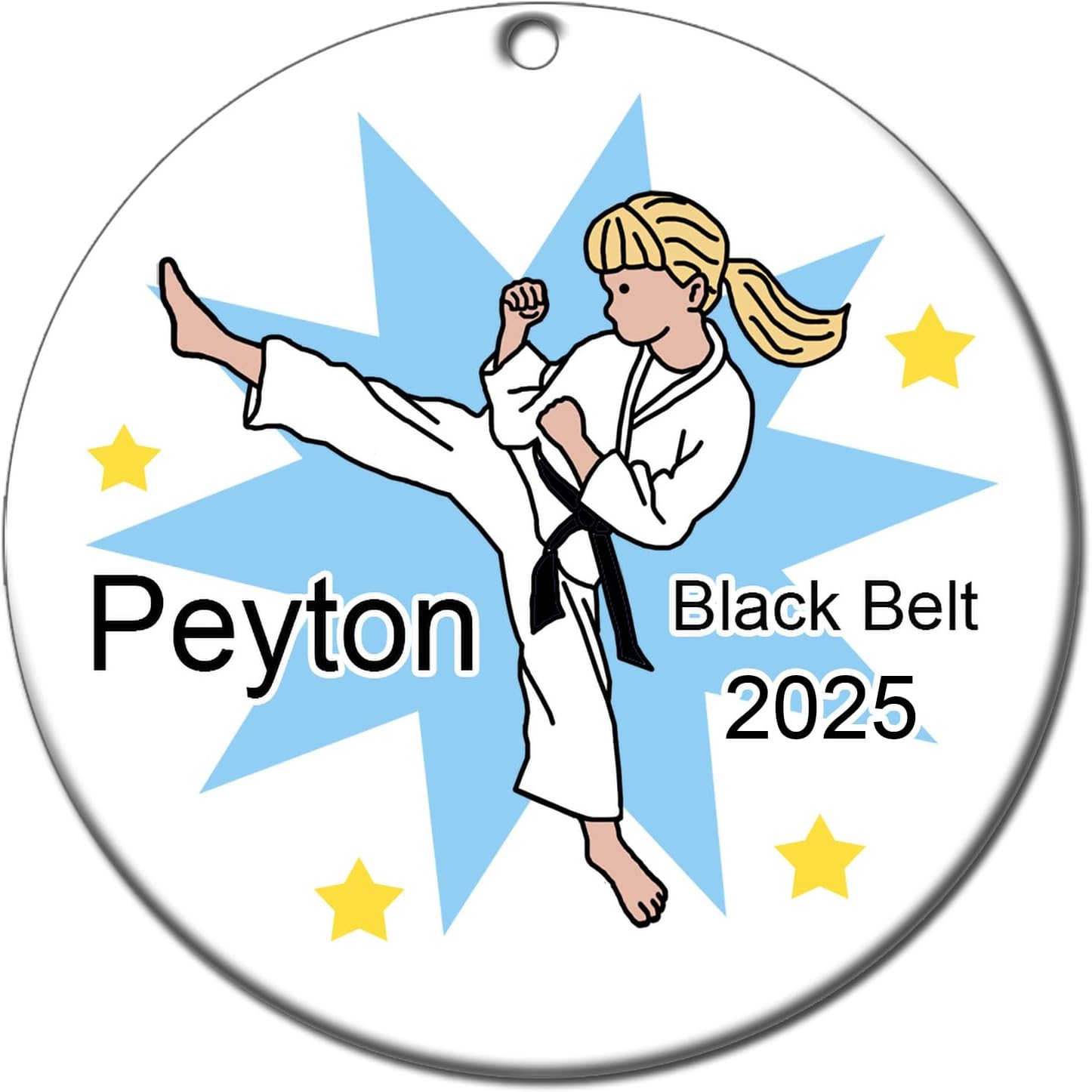 空手、テコンドーまたはMartial Arts Personalizedオーナメント &ndash; ガールwithブロンドHair