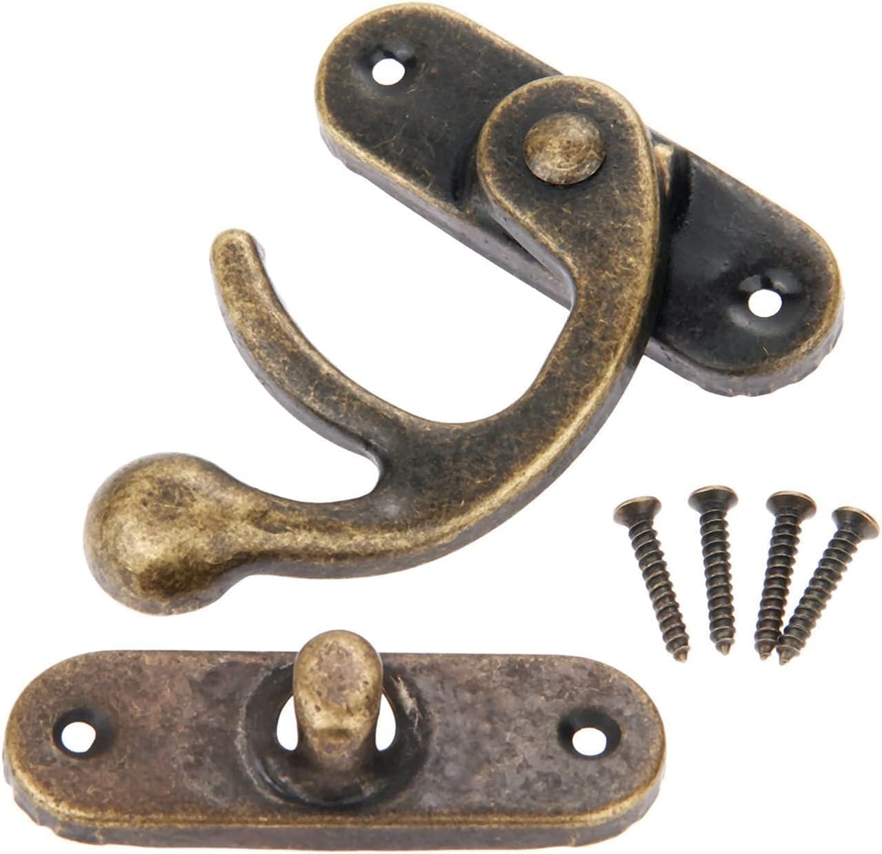 Hasps Latch, 2pcs Decorative Hardware Leather Craft Package Decorative Jewelry Gift Wine Wooden Door Hook (Size : 85 * 103mm)