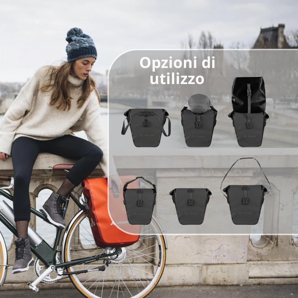 VAUDE Aqua Back Single - Borsa per Bicicletta, 1 Borsa per la Ruota Posteriore (24 l), Impermeabile, Made in Germany